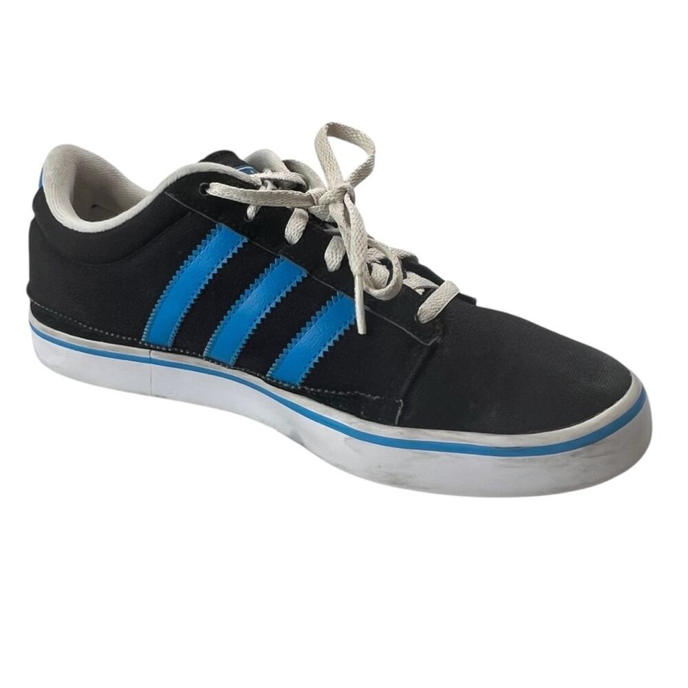 Adidas 3 Stripe Skater Sneakers Size 6.5 Black Blue Sneaker Casual Sporty Active